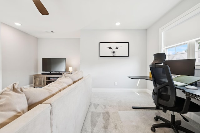 1037 Jackston Mack Way, Gallatin, TN 37066 - home office with carpet floors, recessed lighting, and ceiling fan