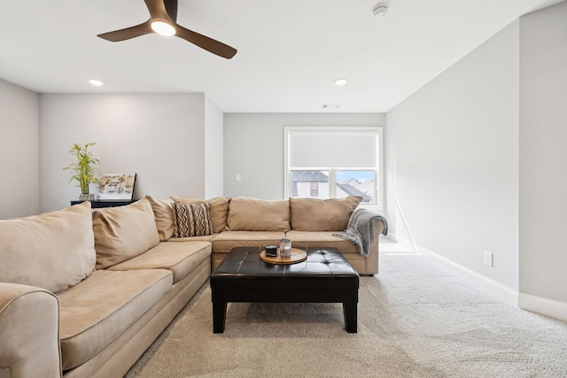 1037 Jackston Mack Way, Gallatin, TN 37066 - carpeted living area featuring ceiling fan and recessed lighting