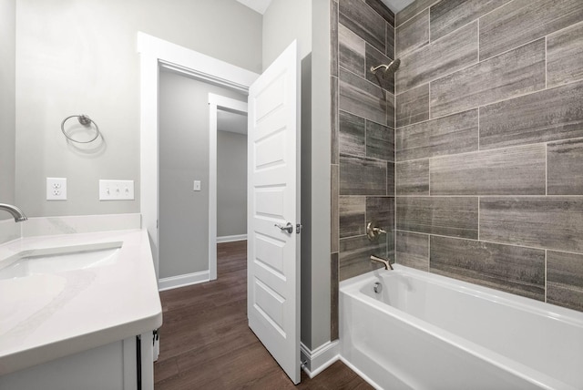 108 Hummingbird Way, Clarksville, TN 37043 - bathroom featuring vanity, shower / bath combination, and wood finished floors