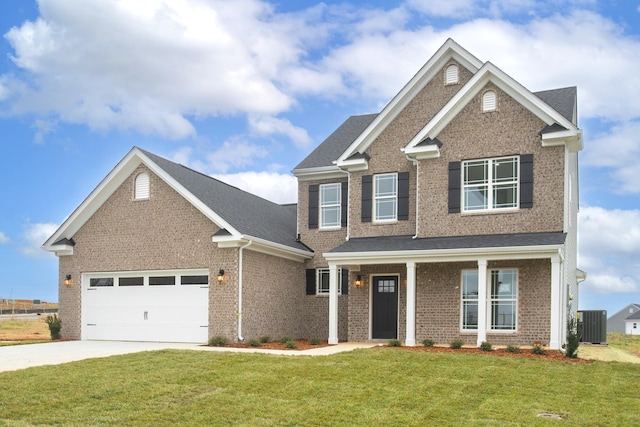 4024 Rampart Way, Spring Hill, TN 37174 - craftsman-style home featuring brick siding, driveway, a front lawn, a garage, and roof with shingles