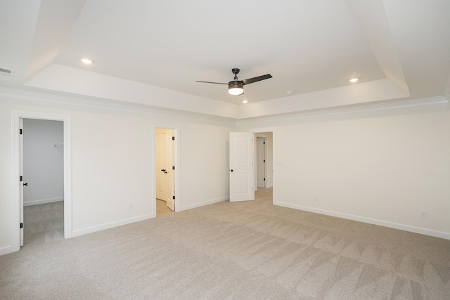 4022 Rampart Way, Spring Hill, TN 37174 - unfurnished bedroom with a raised ceiling, light colored carpet, recessed lighting, a spacious closet, and ensuite bathroom