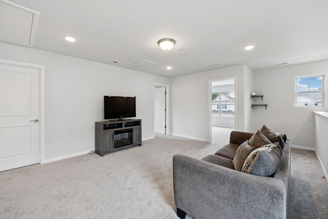 3276 Holiday Ln, Columbia, TN 38401 - carpeted living area with attic access and recessed lighting