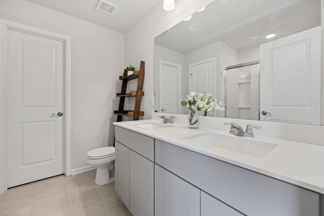3276 Holiday Ln, Columbia, TN 38401 - full bathroom featuring double vanity, an enclosed shower, and tile patterned flooring