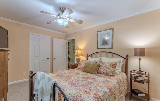 730 Carlew Rd, Waynesboro, TN 38485 - bedroom featuring carpet floors, crown molding, and ceiling fan