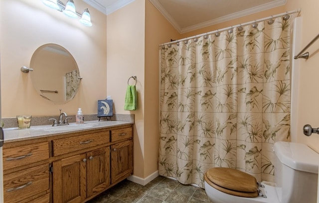 730 Carlew Rd, Waynesboro, TN 38485 - full bathroom featuring crown molding, vanity, and a shower with shower curtain
