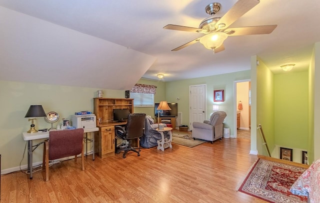 730 Carlew Rd, Waynesboro, TN 38485 - home office featuring light wood-style flooring and a ceiling fan
