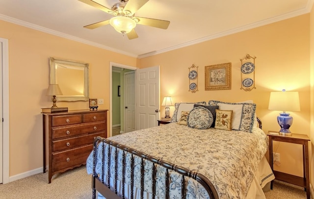 730 Carlew Rd, Waynesboro, TN 38485 - bedroom featuring ornamental molding, light colored carpet, and ceiling fan