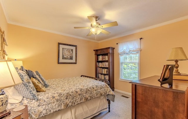 730 Carlew Rd, Waynesboro, TN 38485 - bedroom with ornamental molding, light colored carpet, and a ceiling fan