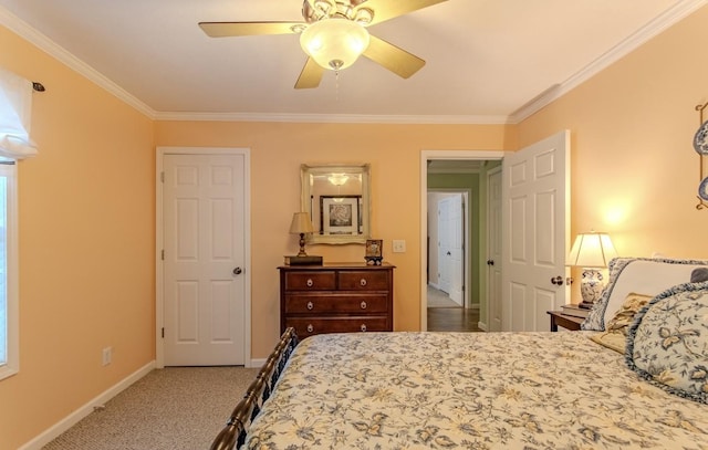 730 Carlew Rd, Waynesboro, TN 38485 - bedroom featuring ornamental molding, carpet floors, and ceiling fan