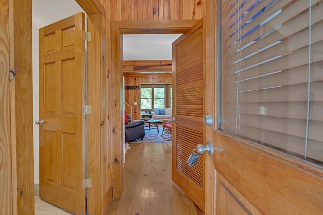 110 Village Way, Lancaster, TN 38569 - hallway with light wood finished floors and wood walls