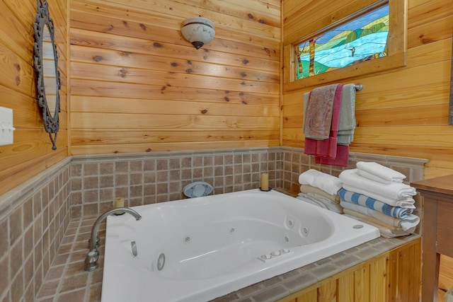 110 Village Way, Lancaster, TN 38569 - full bath featuring a tub with jets and wooden walls