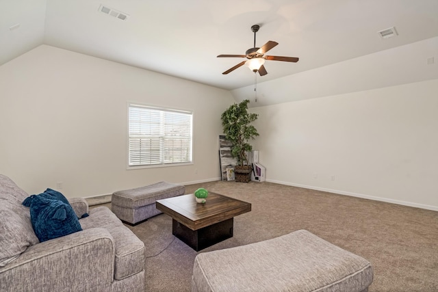 2018 Via Francesco Ct, Spring Hill, TN 37174 - carpeted living area with vaulted ceiling and ceiling fan