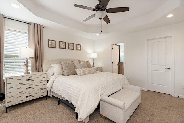 2018 Via Francesco Ct, Spring Hill, TN 37174 - bedroom featuring recessed lighting, carpet floors, a raised ceiling, and a ceiling fan