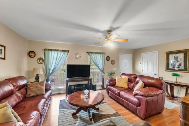 1611 London Dr, Columbia, TN 38401 - living area featuring light wood finished floors and a ceiling fan