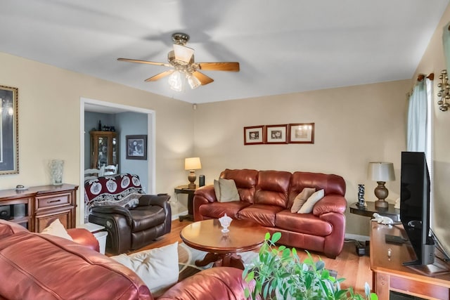 1611 London Dr, Columbia, TN 38401 - living area featuring ceiling fan and wood finished floors