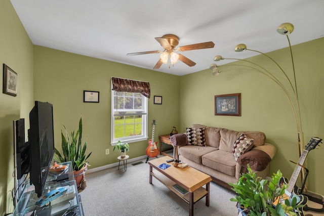 1611 London Dr, Columbia, TN 38401 - living room featuring carpet floors and ceiling fan