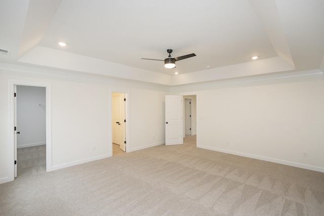 4018 Rampart Way, Spring Hill, TN 37174 - unfurnished bedroom with a raised ceiling, recessed lighting, light colored carpet, a walk in closet, and ensuite bathroom