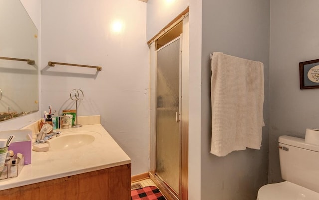 5011 Sunny Acres Dr, Waynesboro, TN 38485 - bathroom featuring vanity, a stall shower, and tile patterned floors