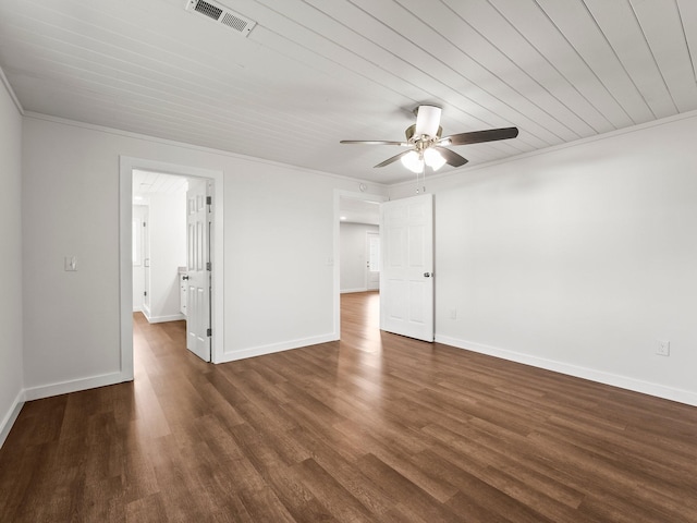 227 Shady Grove Rd, Manchester, TN 37355 - unfurnished room with ornamental molding, ceiling fan, wood finished floors, and wooden ceiling