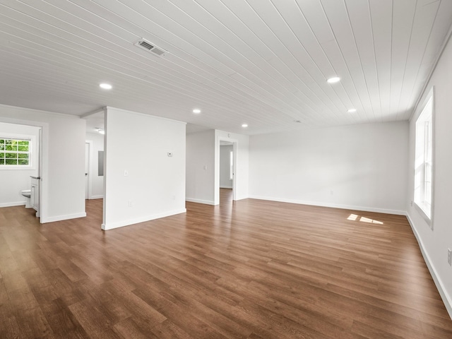 227 Shady Grove Rd, Manchester, TN 37355 - unfurnished living room featuring recessed lighting, wood finished floors, and wood ceiling