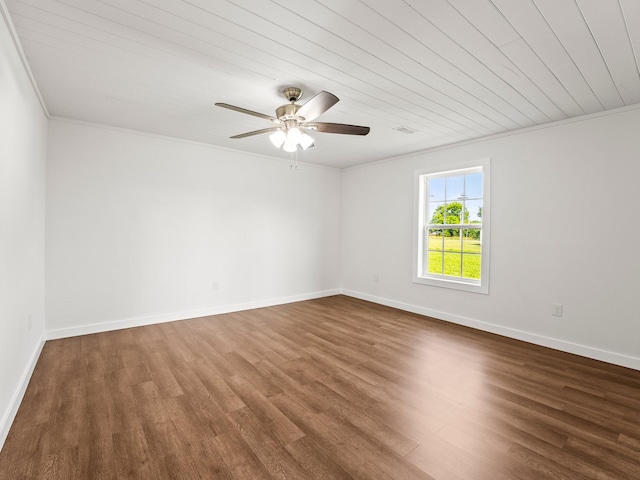 227 Shady Grove Rd, Manchester, TN 37355 - empty room featuring dark wood-style floors, crown molding, a ceiling fan, and wooden ceiling