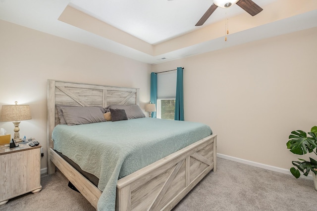 523 Moshe Flam Pl, La Vergne, TN 37086 - bedroom featuring light colored carpet, ceiling fan, and a raised ceiling