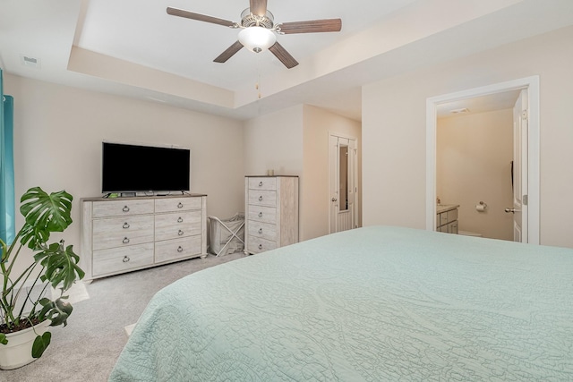 523 Moshe Flam Pl, La Vergne, TN 37086 - bedroom featuring carpet floors, a ceiling fan, and connected bathroom