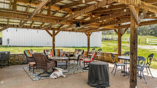 1036 Locke Creek Rd, Readyville, TN 37149 - view of patio / terrace with ceiling fan and an outdoor living space