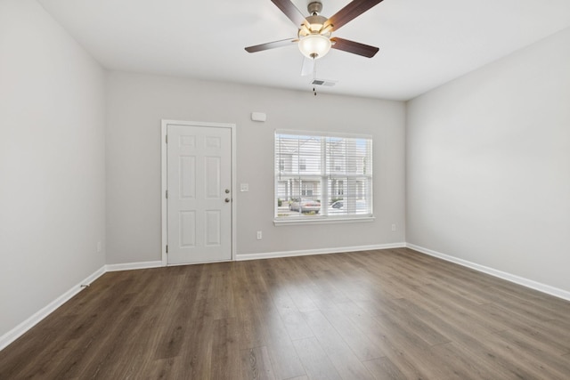 344 Kristen Ct, Columbia, TN 38401 - unfurnished room with ceiling fan and dark wood-style floors