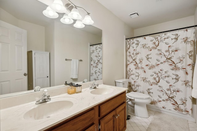 2016 Roderick Cir, Franklin, TN 37064 - full bath with double vanity, tile patterned flooring, a shower with shower curtain, and a chandelier