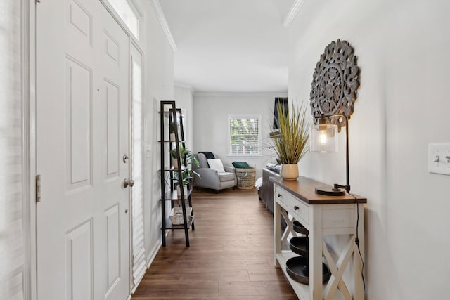 2016 Roderick Cir, Franklin, TN 37064 - entryway featuring crown molding and dark wood-type flooring