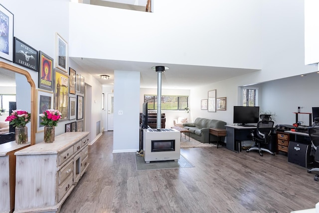 175 Twitty Rd, Dunlap, TN 37327 - living room with wood finished floors, a desk, and a high ceiling