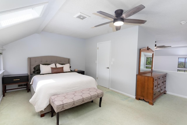 175 Twitty Rd, Dunlap, TN 37327 - bedroom with light carpet, ceiling fan, lofted ceiling, and a skylight