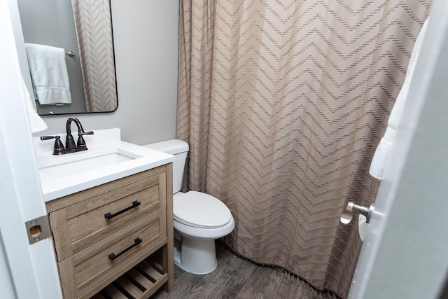 175 Twitty Rd, Dunlap, TN 37327 - bathroom with vanity, wood finished floors, and a shower with curtain