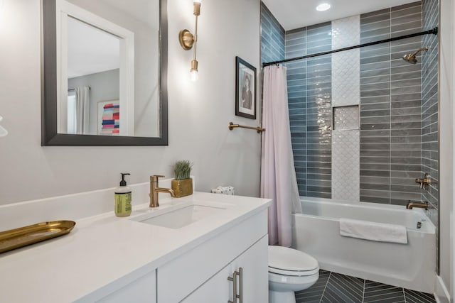705 27th Ave N, Nashville, TN 37208 - bathroom with vanity, shower / bath combination with curtain, and tile patterned floors