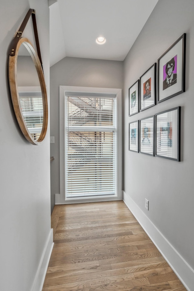 705 27th Ave N, Nashville, TN 37208 - doorway with wood finished floors, lofted ceiling, and recessed lighting