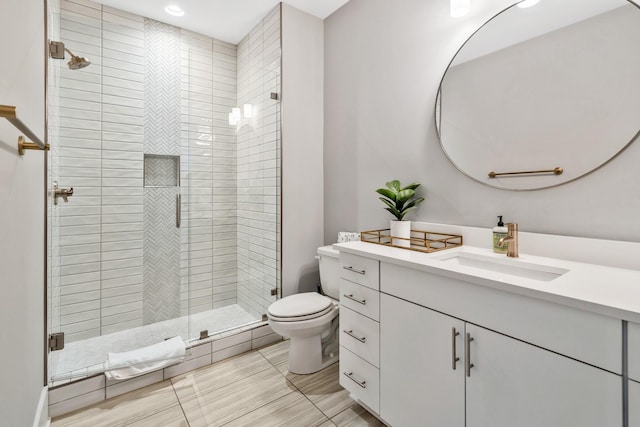 705 27th Ave N, Nashville, TN 37208 - full bathroom with vanity, a shower stall, tile patterned floors, and recessed lighting