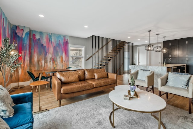 705 27th Ave N, Nashville, TN 37208 - living area featuring wood finished floors and recessed lighting