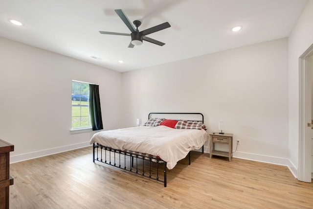 94 Hickory Ridge Ln, Woodbury, TN 37190 - bedroom with light wood-type flooring, recessed lighting, and ceiling fan