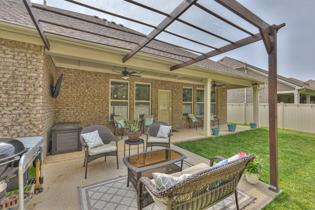 1655 Burrows Ave, Murfreesboro, TN 37129 - view of patio with a ceiling fan, a pergola, and an outdoor living space