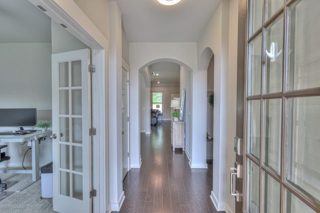 1655 Burrows Ave, Murfreesboro, TN 37129 - entrance foyer featuring arched walkways, french doors, and dark wood-type flooring