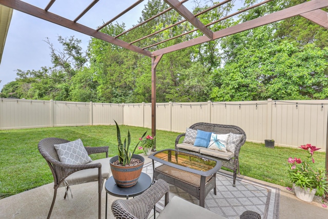 1655 Burrows Ave, Murfreesboro, TN 37129 - fenced backyard with a pergola, a patio, and outdoor lounge area