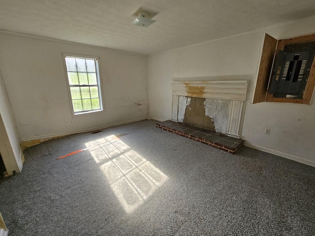 2740 Gladdice Hwy, Whitleyville, TN 38588 - unfurnished living room with carpet and a brick fireplace