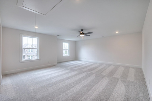 4013 Singing Creek Dr, Franklin, TN 37064 - spare room with attic access, light carpet, recessed lighting, and a ceiling fan