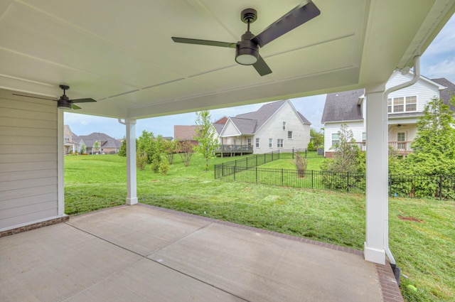 4013 Singing Creek Dr, Franklin, TN 37064 - fenced backyard with a ceiling fan, a patio, and a residential view