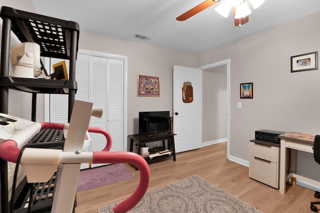 259 Mayflower Ln N, Madison, TN 37115 - living room with a ceiling fan, light wood-style flooring, and an office area