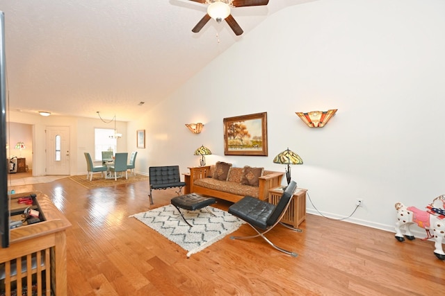 395 Devon Chase Hl Unit 3602, Gallatin, TN 37066 - living room with a ceiling fan, wood finished floors, and high vaulted ceiling