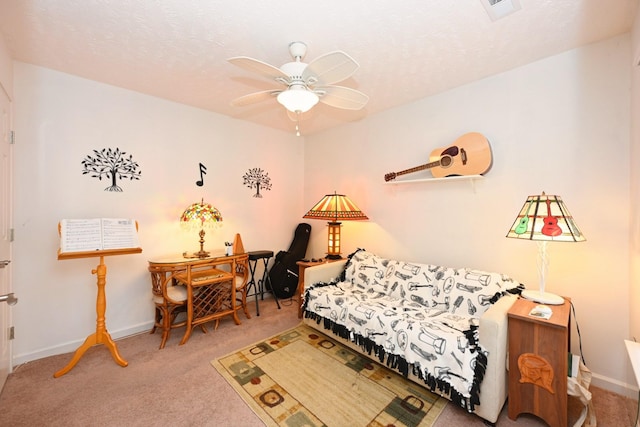 395 Devon Chase Hl Unit 3602, Gallatin, TN 37066 - carpeted living room with a ceiling fan and a textured ceiling