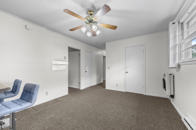 3892 Cedar St, Centerville, TN 37033 - unfurnished office with a baseboard radiator, ceiling fan, carpet, and heating unit
