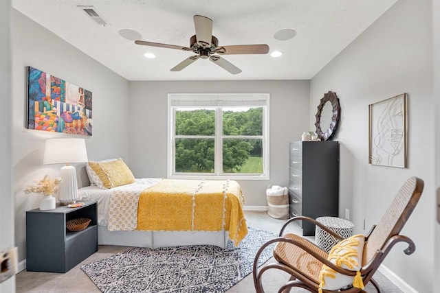 1250 Ed Seay Gregory Ln, Hartsville, TN 37074 - bedroom with light colored carpet, recessed lighting, and ceiling fan